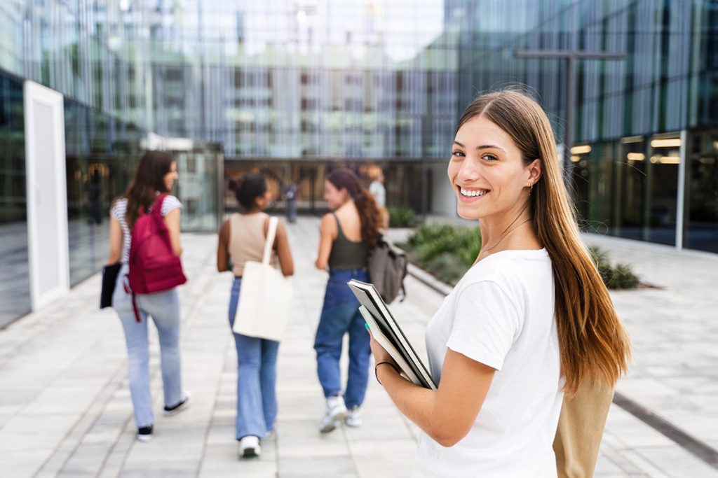 Girls on college campus